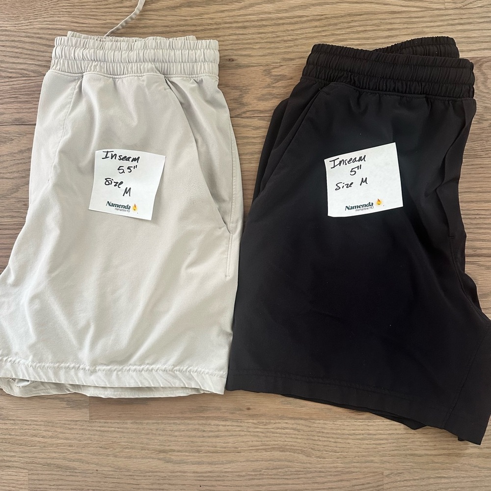 Men's Black and Cream Shorts Set